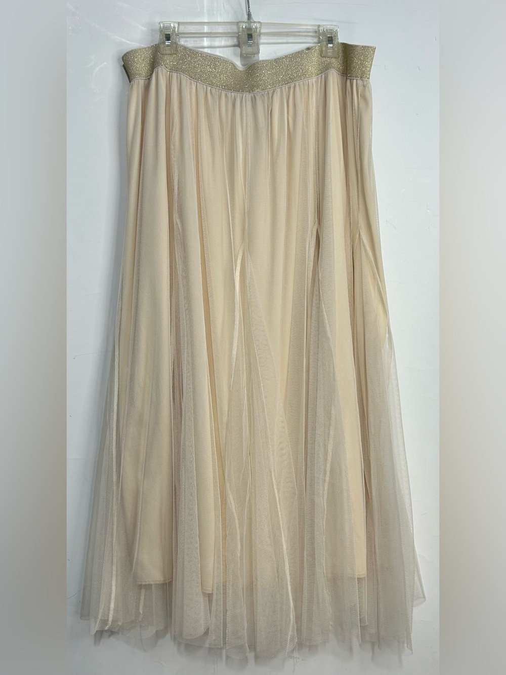 Cal Style Whimsygoth Fairy Aesthetic Tulle Gold Elastic Midi Skirt XL
